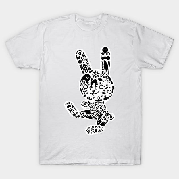 Scribbled Bunny Doodle T-Shirt by DatchDoodler